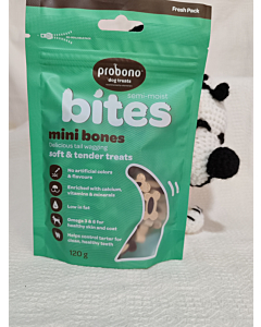 Treats Probono S/Moist Mini Bones 120g Pouch